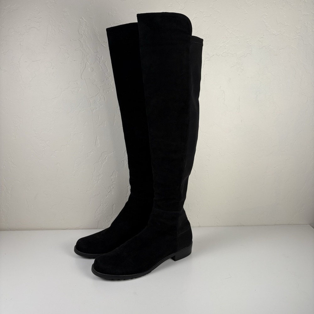 Stuart Weitzman 50/50 Over-the-Knee Boot Women's Size 7 1/2 Black Suede - Picture 7 of 12